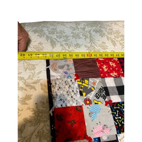 Handcrafted Patchwork Quilt Blanket 39"x45" Multicolor Cotton Fabric & Polycotto - Picture 3 of 7